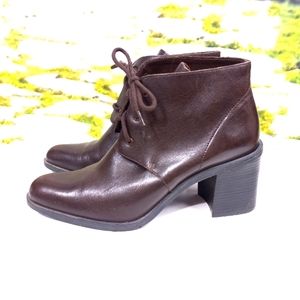 Leathercraft brown leather heeled booties